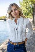 LOVIE & Co Floral embroidered cotton blouse