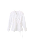 CUBIC V-Neck Criss-Crossed Layered Blouse