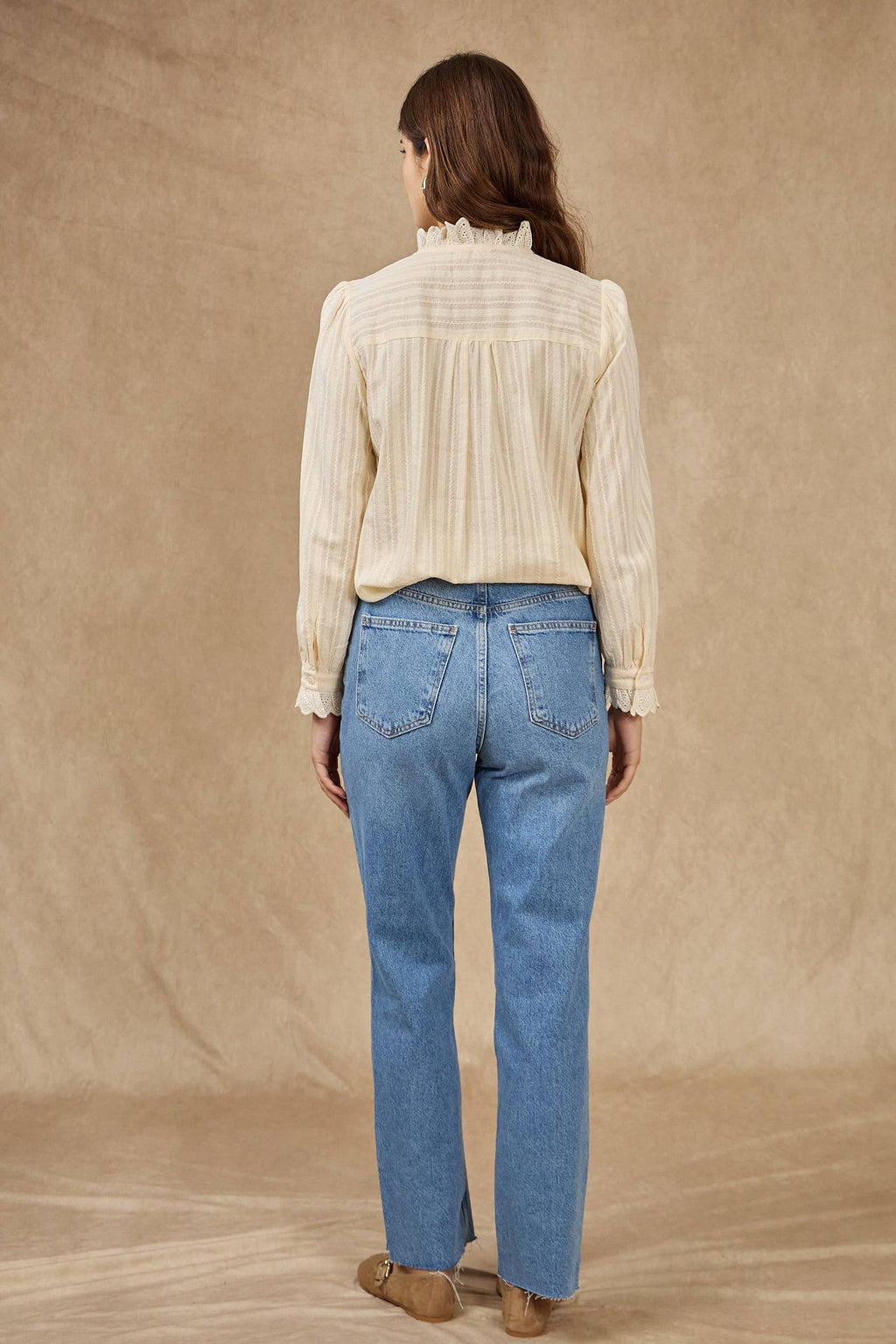 LOVIE & CO Cotton blouse with ruffled embroidery