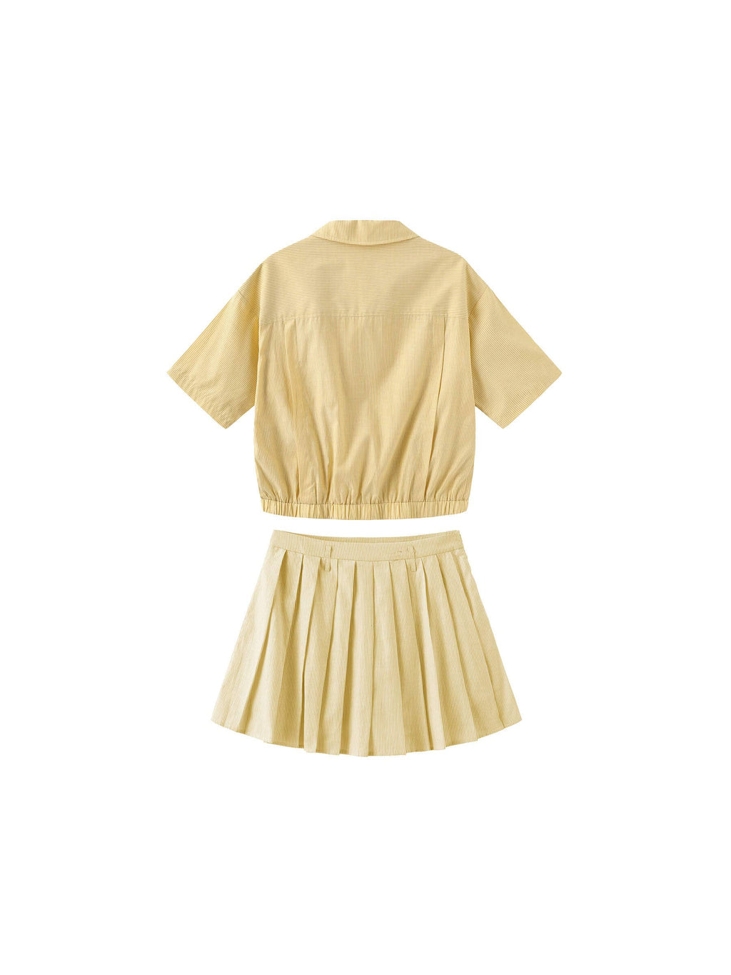Cubic Striped Casual T-shirt and Skirt Suit