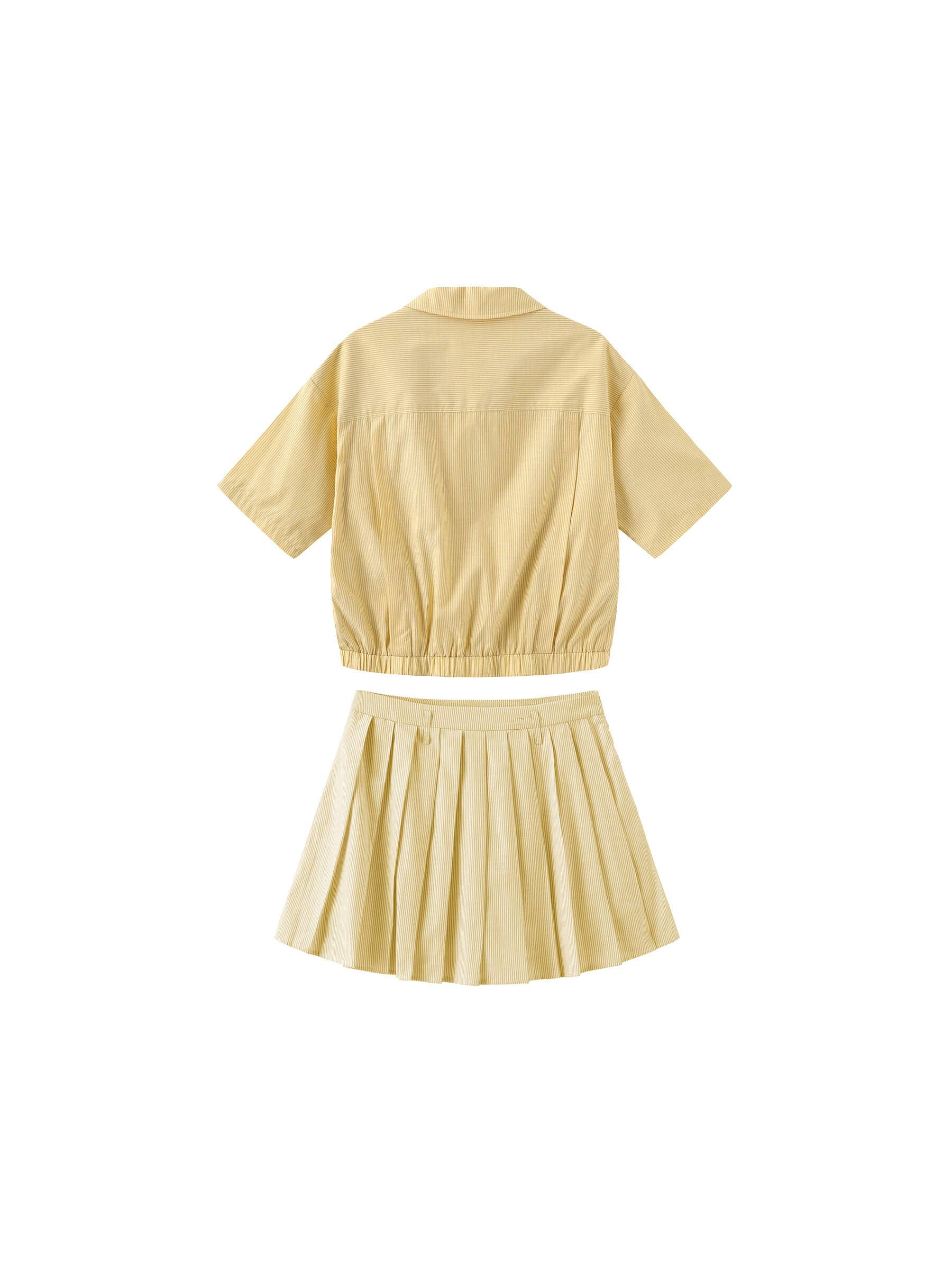 Cubic Striped Casual T-shirt and Skirt Suit