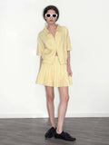 Cubic Striped Casual T-shirt and Skirt Suit