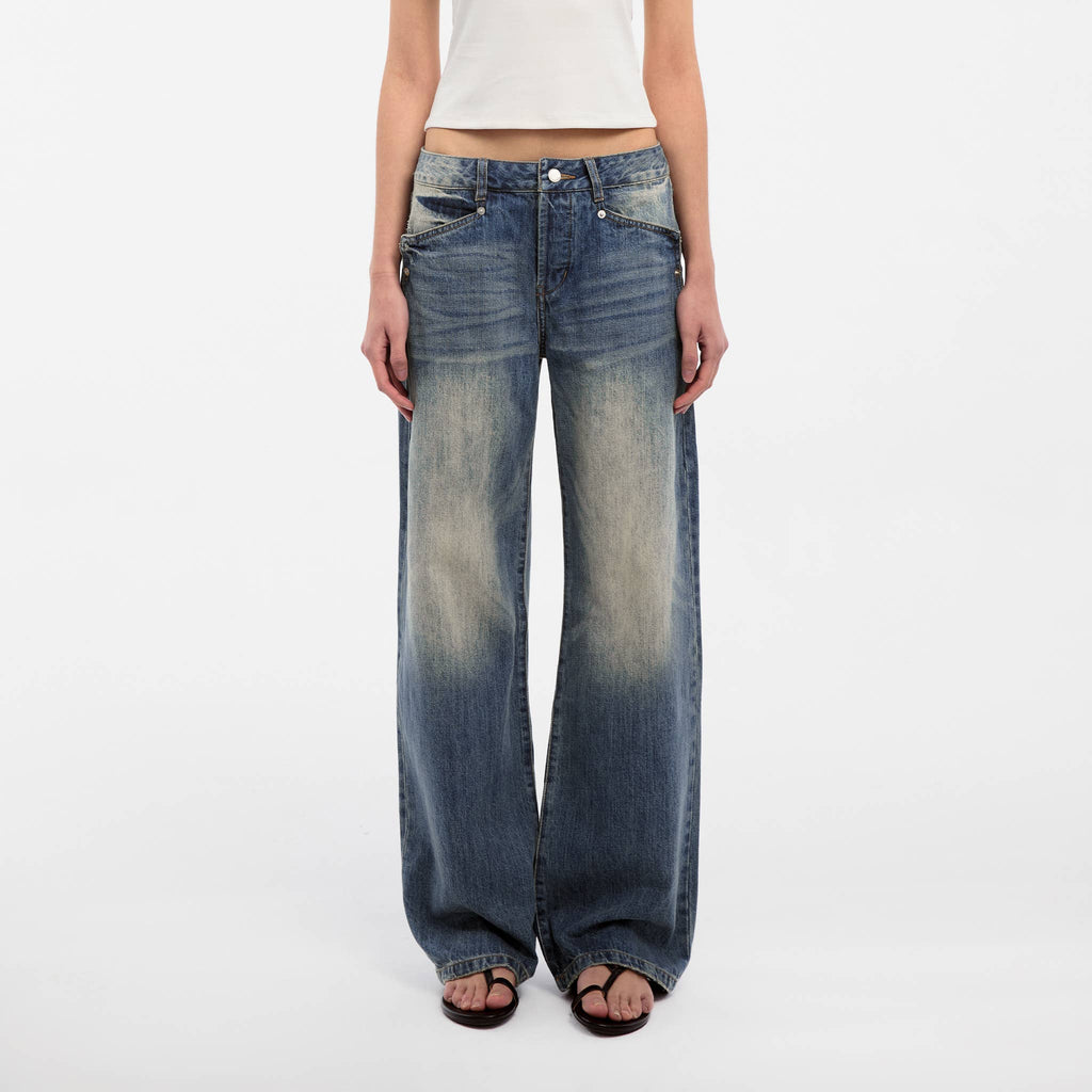 CUBIC Retro Washed Straight Leg Jeans