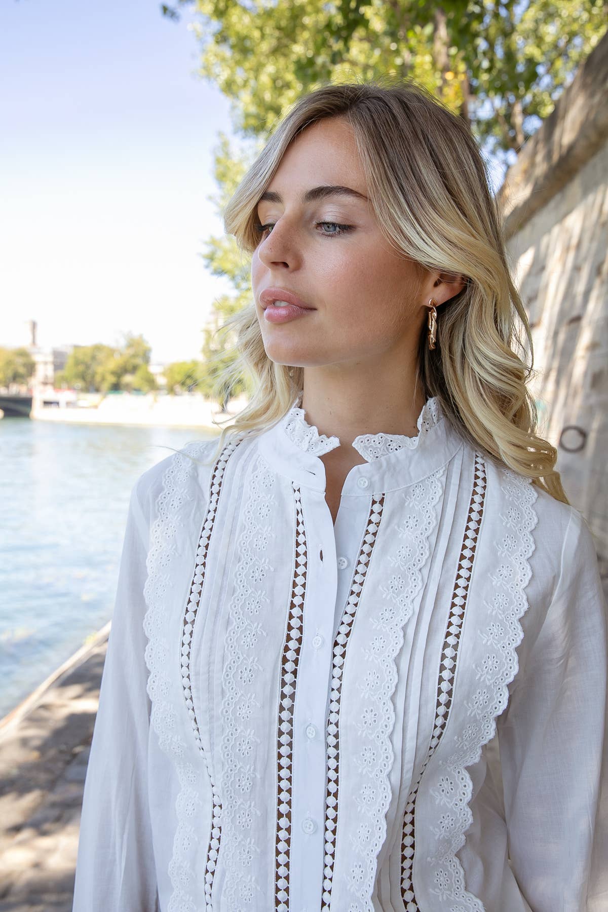 LOVIE & Co Floral embroidered cotton blouse