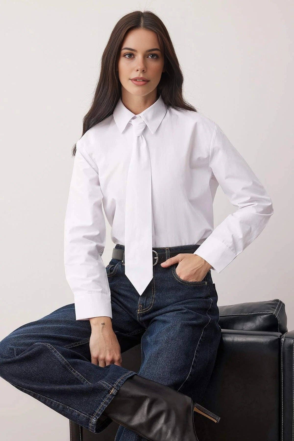 Shirt with Tie Detail