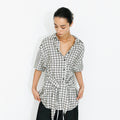 CUBIC Oversized Checkered Shirt with Detachable Belt