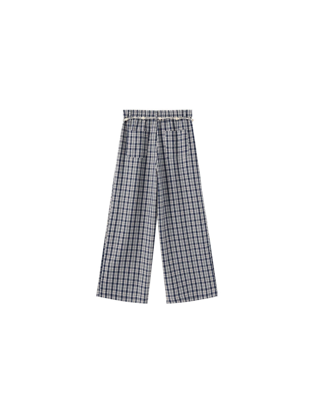 Striped Check High-Waisted Wide-Leg Casual Pants