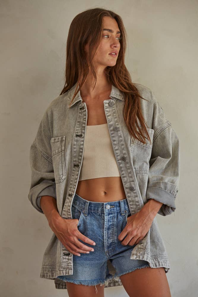By Together Woven 100% Cotton Washed Denim Jacket