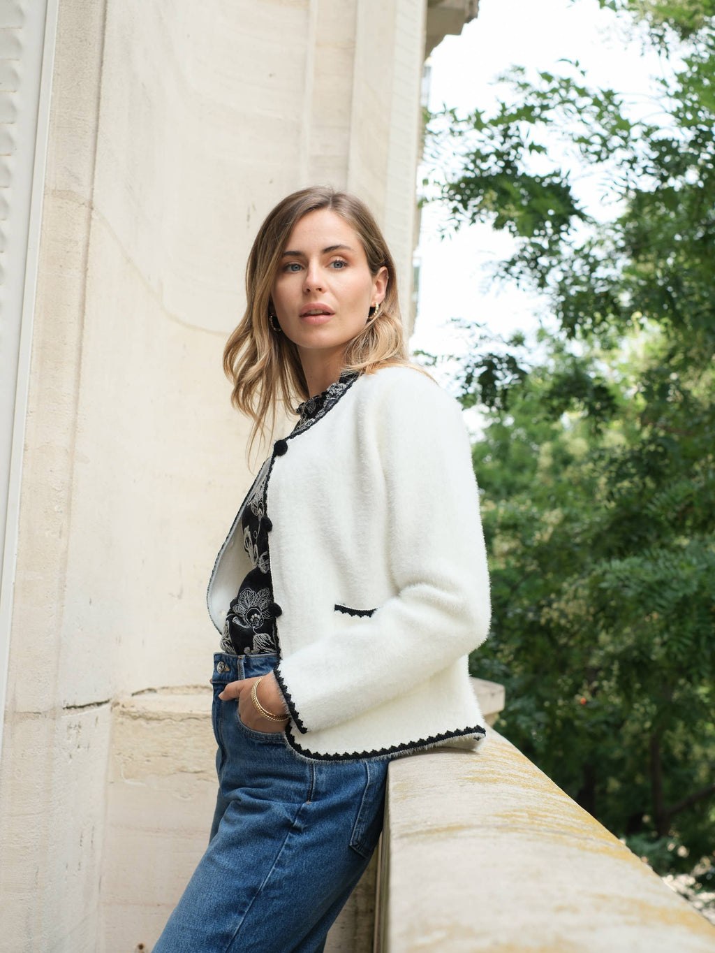 LOVIE & CO Soft knit jacket with contrasting detail